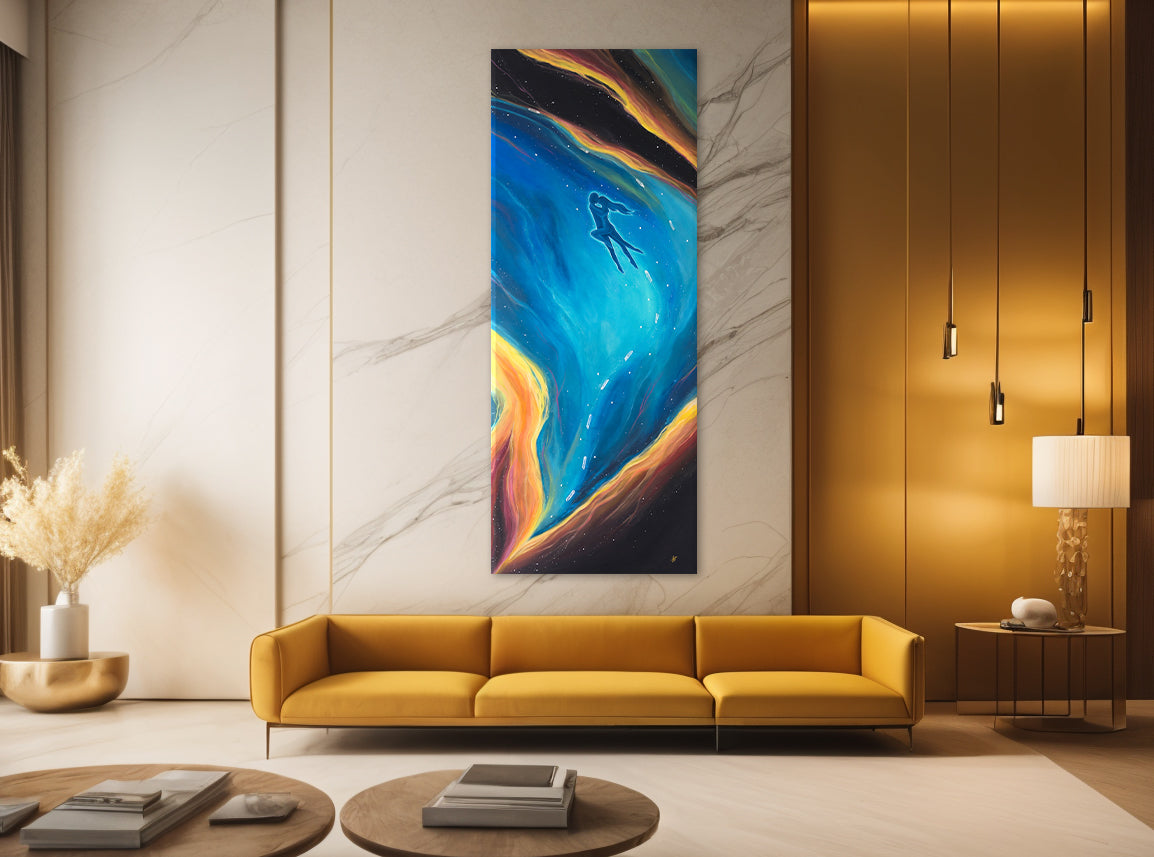 Galactic Lovers – Spiritual Painting 22.5x55 with Clear Quartz