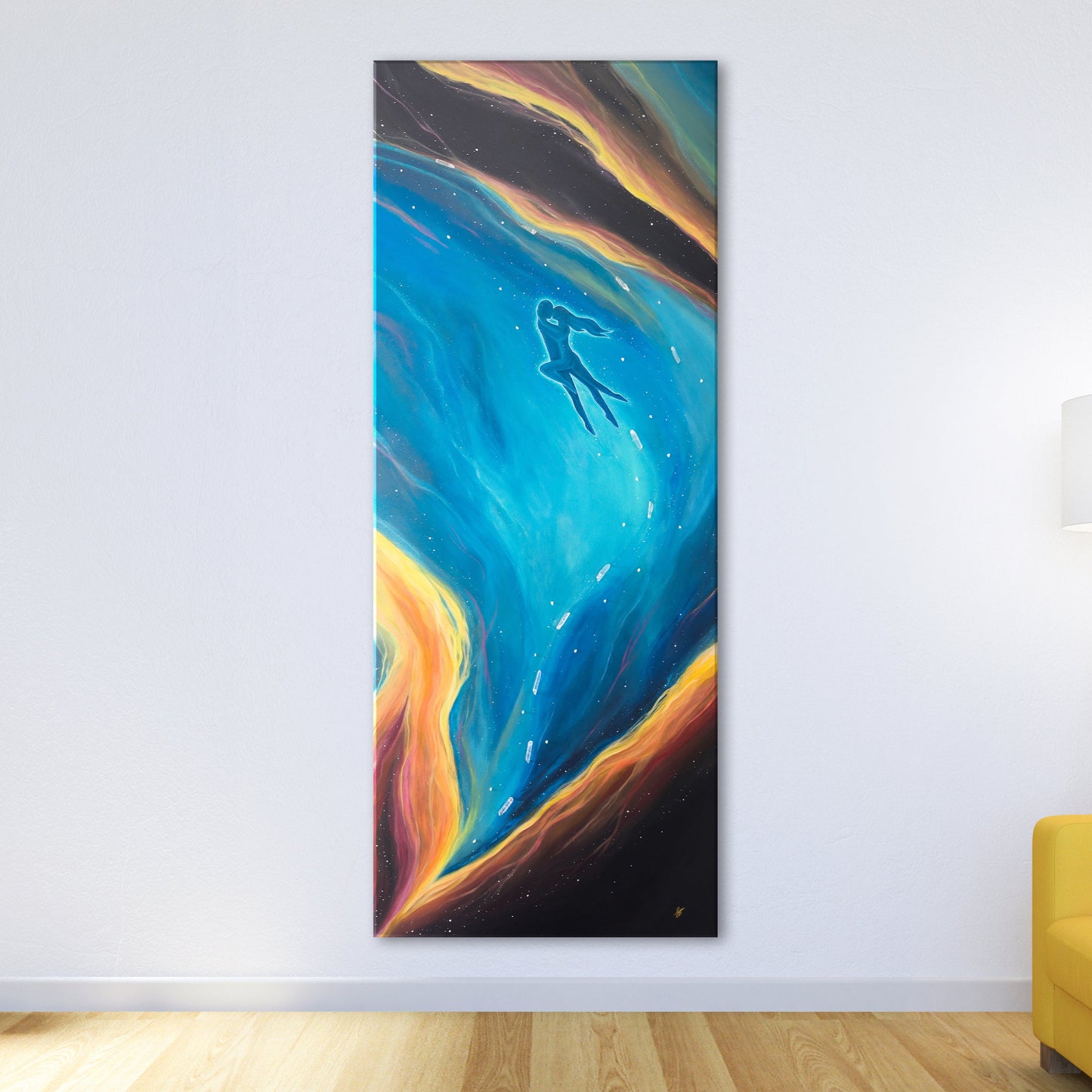 Galactic Lovers – Spiritual Painting 22.5x55 with Clear Quartz