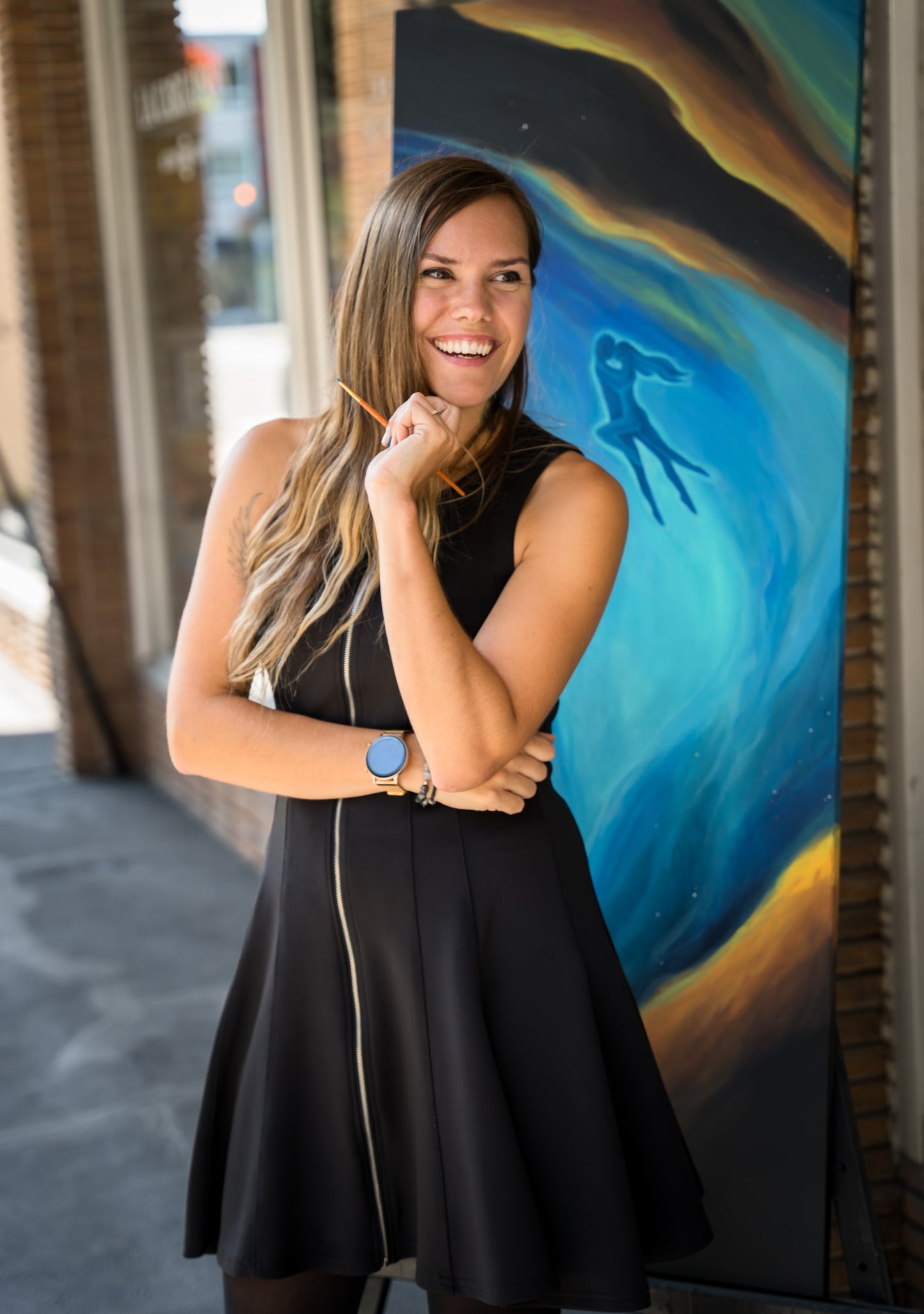 Galactic Lovers – Spiritual Painting 22.5x55 with Clear Quartz