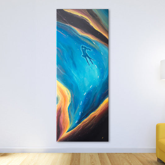 Galactic Lovers – Spiritual Painting 22.5x55 with Clear Quartz