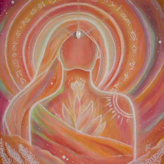 Goddess of Light - Original 12x12 with Moonstone