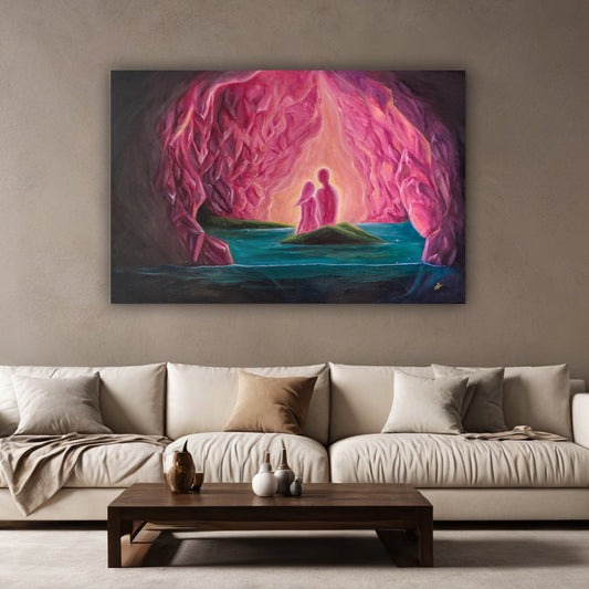 Crystal Cave - Original 23x35 with Rose & Aura Quartz Crystals